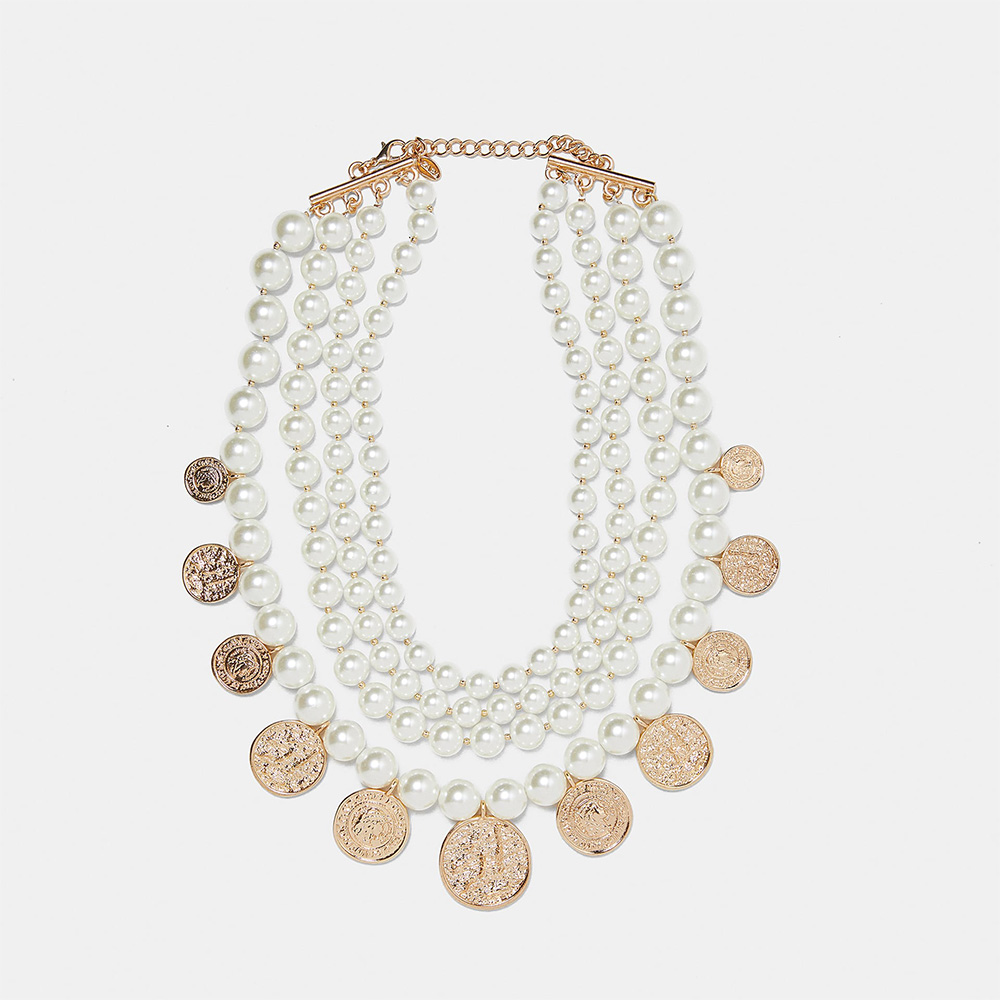 Peal Bead and Coin Necklace