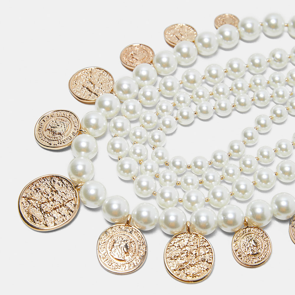 Peal Bead and Coin Necklace